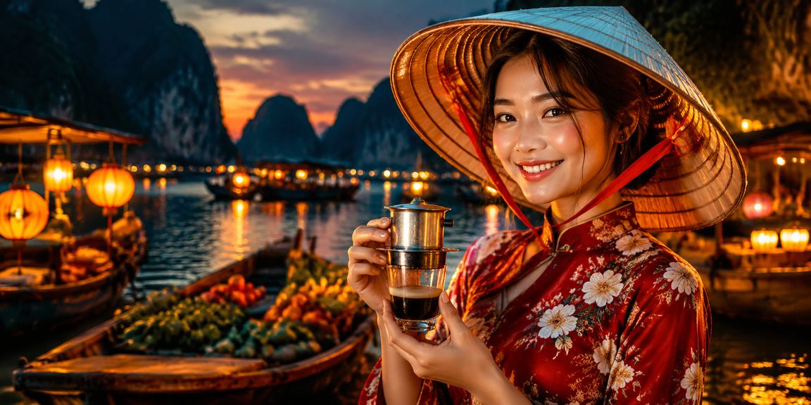 Cá cược trực tuyến tại vịnh Hạ Long với nón lá truyền thống